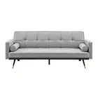 Billi 3-Seater Fabric Button Adjustable Sofa Bed Lounge - Light Grey - Light Gre