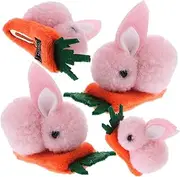 4pcs Plush Rabbit Hairpin Children's Hair Clips Adorable Bunny Hair Barrettes for Girls No Hair Damage