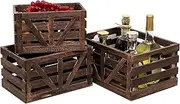 LYDWOO8D Decorative Wood Crates Nesting Crates Wooden Storage Container,Farmhouse Wood Crates for Storage,Display,Decor Boxes-Brown Set of 3