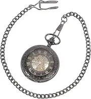 [Gatuida] 2pcs Pendant Skeleton Automatic Retro Fob Collection Classic Dial Chain Vintage Watches Birthday Round Watch Graduation Women Pocket Removable Steampunk Necklace with Unisex