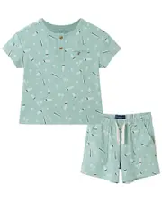 Andy & Evan Washed Surfboard Henley & Matching Short Set