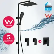 Black Square 12'' Shower Head Sliding Rail 3-Mode Handheld Diverter Mixer Tap