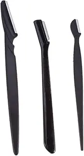 Healeved Travel-sized 3pc Eyebrow Razor Set Portable Trimmer Comfortable Grip Cover Makeup Tool Kit for Ladies Go