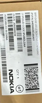 NOKIA 3HE00028CAAA01 SFP-GIGE LX-LC 6/6 DDM-40/85C Optical Transceiver