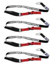 Two X Sets Of Heavy Duty Motorbike Tie Downs, Bar Loop Straps & Snap Hook Black/