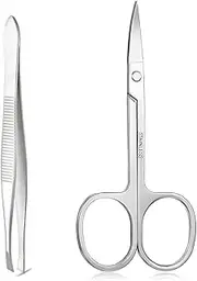 Stainless Steel Eyebrow Scissor with Tweezers Trimmer Eyelashes Nose Hair Nail Cutter Makeup Tools