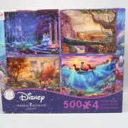 4in1 Thomas Kinkade Disney Puzzles 500pc Mickey Mouse Cinderella Ariel Lion King