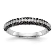 14K White Gold Black u0026 White Real Diamond Band