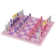 Travel Chess Set with Chess Board Educational Toys for Kids and Adults Pink Multicolor