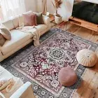 Machine Washable Area Rugs Boho Non Slip Area Rugs for Bedroom Oriental 5x7 Red