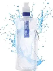Ylnailky Foldable Water Filter | Water Bag with Filter | Reusable Water Pouch for Filter Straw Water Bag Leak-Proof Water Collection Bottle for Hiking Gym