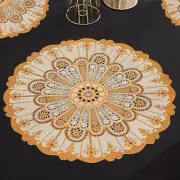 Polyvinyl Chloride Golden Round Dining Table Mats 4 Pieces