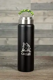 CarpLife Thermal Flask - 600ml Capacity - Double Walled Stainless Steel Thermal Flask - Handmade Paracord Handle - Great Fishing Gift (Neon and Black Handle)