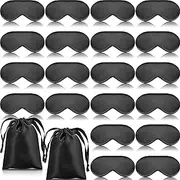 20 Pieces Silk Sleep Mask Eye Mask with Adjustable Strap Sleeping Mask Eye Cover Blindfold for Women Men Sleeping Travel (Black)