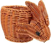 EXQUIMEUBLE Decorative Handwoven Storage Basket Lightweight Imitation Rattan Storage Bin for Nursery Home Decor Charming Bunny Design for Organizing Toys and Essentials