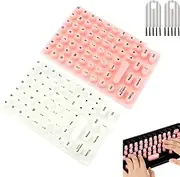 Raised Keyboard Stickers for Long Nails with Letters, Nadytype Nail Art Typing Raised Keyboards Bubbles Cover Skin, Women Soft Silicone Nail Protection Keyboard Keys for Pc Laptop Computer (2Pcs-D)
