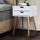 Bedside Tables Two Drawers Side Table Nightstand Wood Storage Cabinet White