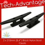 2 X 210MM 8.4" UV RESISTANT BLACK NYLON BOAT BAR CLEATS
