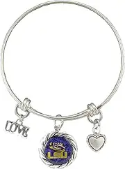 Sports Accessory Store LSU Tigers Domed Circle Adjustable Wire Bangle Bracelet Jewelry, 7.5 inches