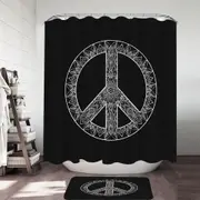 Mandala Pattern Black and White Peace Sign Shower Curtain