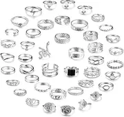 [Kakonia] 43-70PCS Knuckle Ring Set for Women Joint Stackable Midi Finger Ring Bohemian Retro Vintage Jewellery