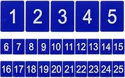 uxcell 25PCS Rectangle Number Tags 1-25, 3x4CM Number Key Tags Plastic Numbered Tags Key Tags Keychain for Organizer Drawing Prizes Field Sales Clothes Labels, Blue