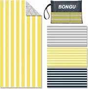 BonGu Beach Towel Oversized Stripe 180x90cm, Quick Dry Sand Free Beach Towels with Travel Bag Soft Beach/Pool Essentials for Men Women (Yellow)