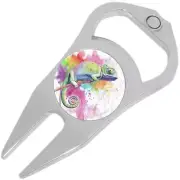 Iguana Watercolor Golf Ball Marker Divot Repair Tool Bottle Opener