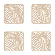 4x Nord Deco Wooden Coaster Home Kitchen Tabletop Serveware Decor 10x10cm Fern