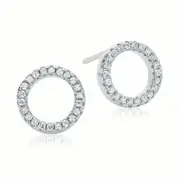 Sterling Silver Cubic Zirconia Open Circle Stud Earrings
