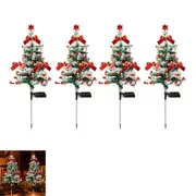 4pcs Solar Christmas Tree Lights Powered Christmas Yard Stake Lights for Outdoor Garden Decorations