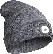 [WLHZD] Upgraded LED Lighted Beanie Hat,USB Rechargeable Hands Free Headlamp Cap,Unisex Winter Warmer Knit Hat with Light for Men,Women