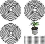 TuoYi 3 Pieces Black Plant Pot Grid Soil Protector Covers from Animal Flower Pot Grid with Center Cutout Flower Cover Soil Protectors for Indoor Outdoor Gardening
