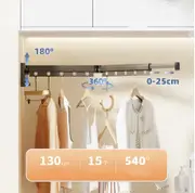 Folding Clothesline Aluminum Wall Retractable Clothes Horse Perforated Installation Balcony Laundry Dryer With Hanging Pole Grey 3 Fold