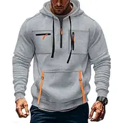Men's Hoodie Quarter Zip Hoodie Black Army Green Navy Blue Khaki Light Grey Hooded Plain Pocket Quarter Zip Sports Outdoor Daily Holiday Polyester Streetwear