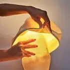 Japandi modern table lamp:posinglamp Japanese paper and polyester mushroom shade
