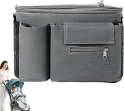 Stroller Caddy, Stroller Organizer Bag, Waterproof Storage with Transparent Touch Control, Secure Diaper Pouch for Baby, Car, Travel Mom, Toddler Kid Use, Castle, Black, Gray