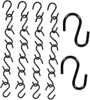 HOOTNEE 100pcs Heavy Duty S Hooks for Kitchen Closet and Garden Black Metal Design Non Slip Hangers for Hanging Pots Utensils Tools and More