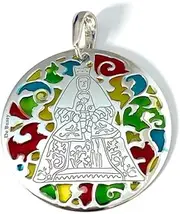 [De Bussy] Virgin of the Kings Medal in Sterling Silver and Enamel®, Silver, Not a Gemstone, Silver, No Gemstone