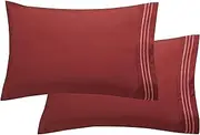 Elegant Comfort Luxury Ultra-Soft 2-Piece Pillowcase Set - 1500 Premium Hotel Quality Microfiber Double Brushed - Wrinkle Resistant, Standard/Queen, Burgundy