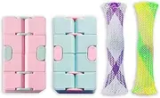 4 Pack Stress Relief and Anxiety Relief Fidget Toys,Infinity Cube,Marble Mesh