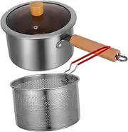 BESTOYARD 1 set Stainless Steel Frying Pot with Deep Fryer Basket Food Frying Pot for Porridge Soup and Snacks Quick Heat Transfer Sturdy and Practical Kitchen Cooking