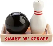 Bowling Ball Pin and Alley Salt & Pepper Shakers Set Novelty Funny