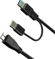 SaiTech IT 1 feet USB 3.0 Dual Power Y Shape 2 X Type a to Micro B high Speed Upto 5 Gbps Data Transfer Cable for External Hard Drives