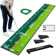 SAPLIZE Golf Putting Mat, Visible Trajectory Tracing, Multiple Training Modes, with Putting Alignment Mirror and Adjustable Green Slopes, Putting Green Matt for Indoors and Outdoors