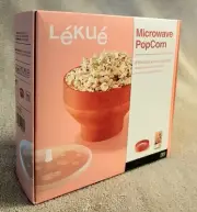 New Lekeu Microwave Popcorn Maker 100% Platinum Silicon Bowl 98.5 fl oz Sealed