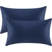100% Organic Cotton Pillow Cases Set of 2, Pillow Cases Standard Size Satin W...