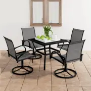NNEVL 5 Piece Garden Dining Set Textilene and Steel