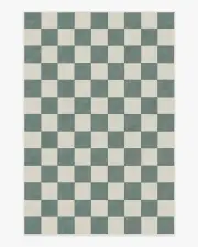 200' x 290' | Machine Washable Runner Rug | Kid & Pet Friendly | Indoor Rug | Jaque Checkered Slate Green Flatwoven Rug | Ruggable
