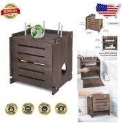 Stylish Wooden WiFi Router and Power Strip Storage Box with Cable Organizer